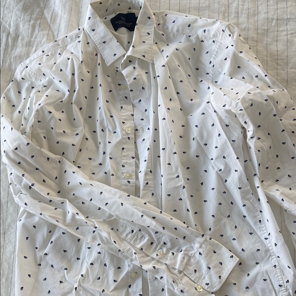 Scotch & Soda White And Black Patterned Men's Shirt